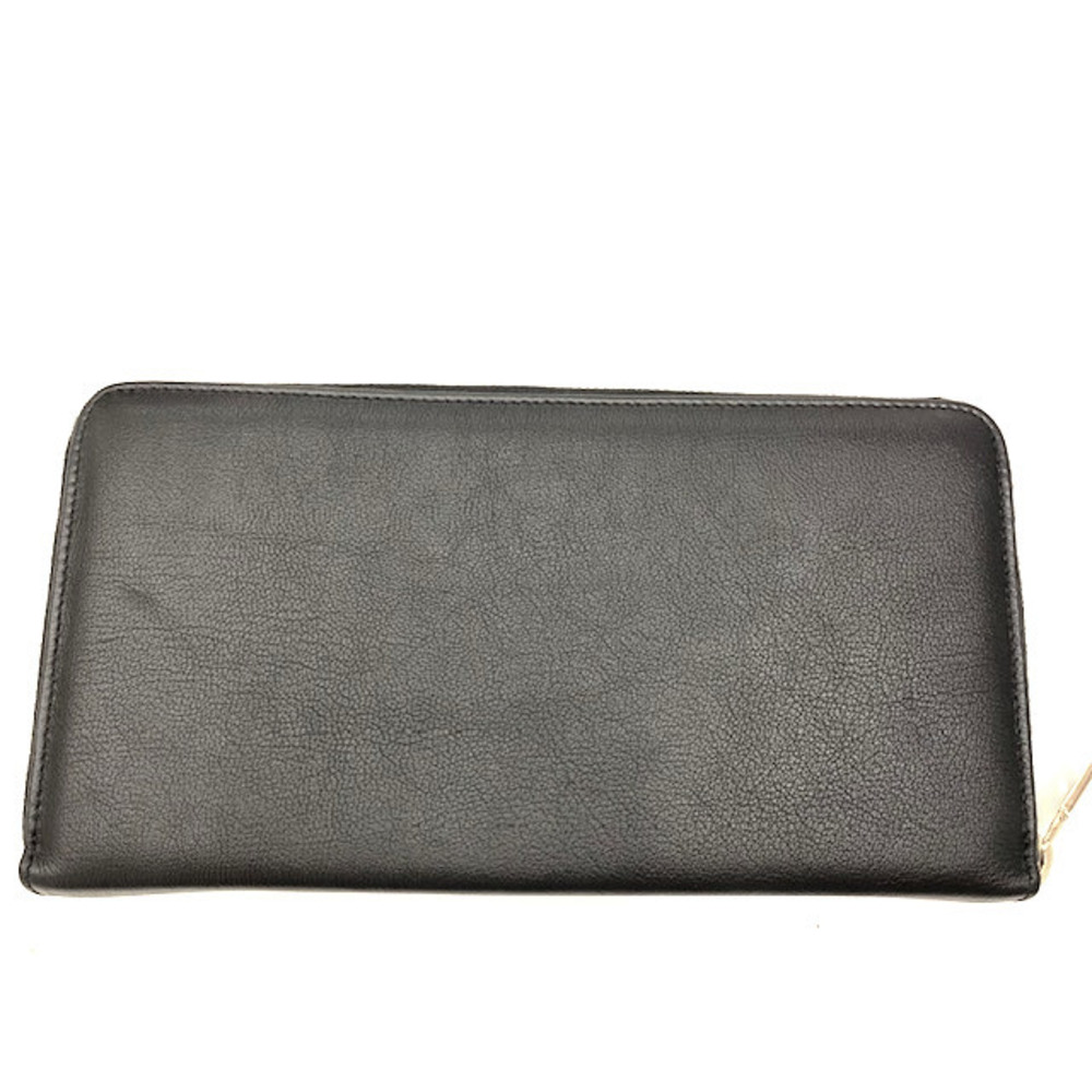 SAINT LAURENT PARIS YSL Logo Round Zip Long Wallet Black Leather - Picture 2 of 8